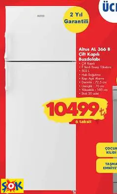 ALTUS AL 366 B ÇİFT KAPILI BUZDOLABI ALTUS AL 366 B ÇİFT KAPILI BUZDOLABI